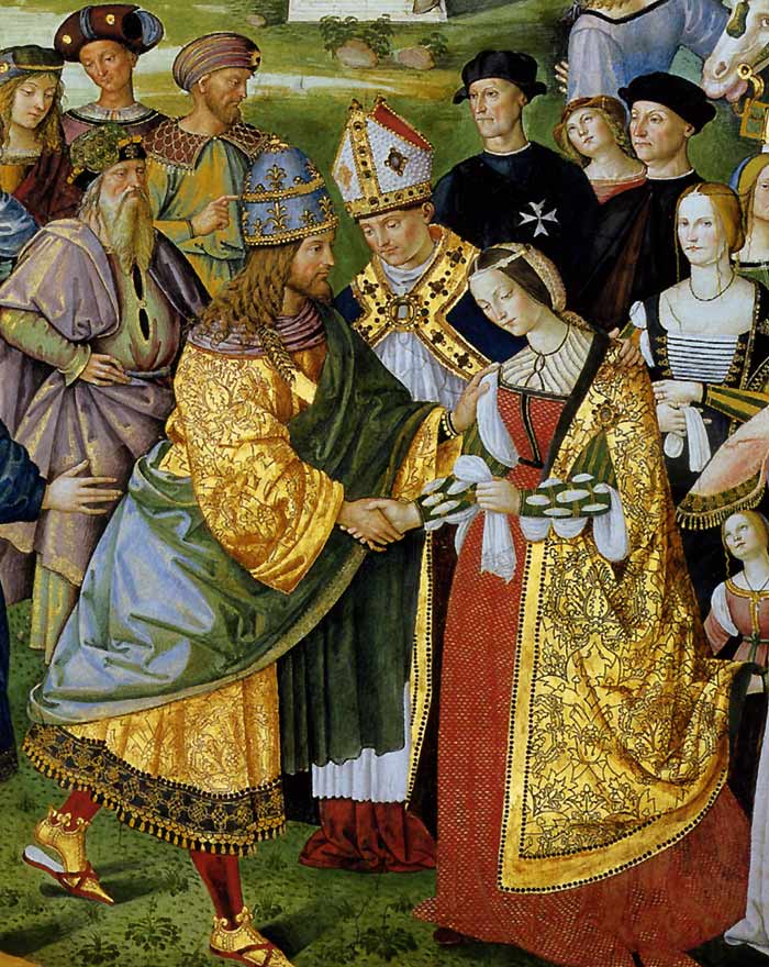 Photo:  Aeneas Piccolomini Introduces Eleonora of Aragon to Frederick III,detail, 1502